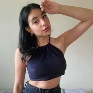 Feels like suede black halter